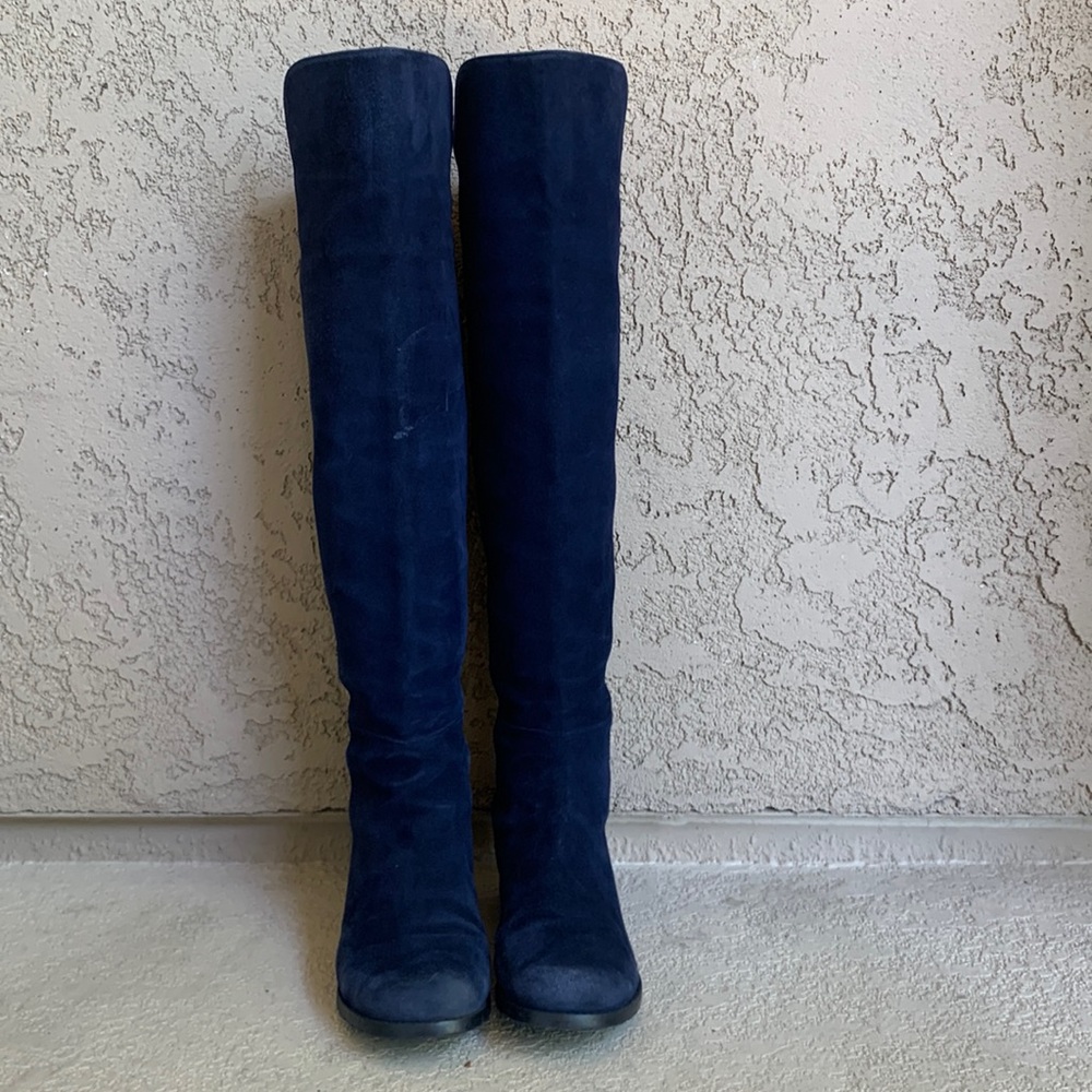 Stuart weitzman 5050 blue suede boots size 9M
